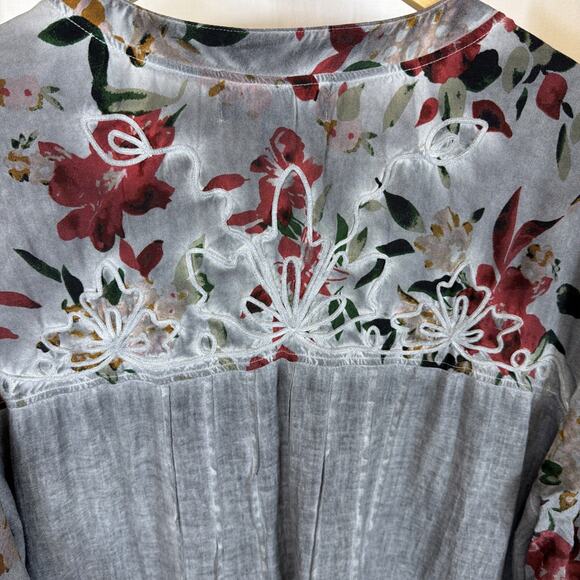 Gretty Zueger Gray V Neck Lace On Cuffs Hem High Low Tunic #1364 Size 2X - Picture 9 of 12